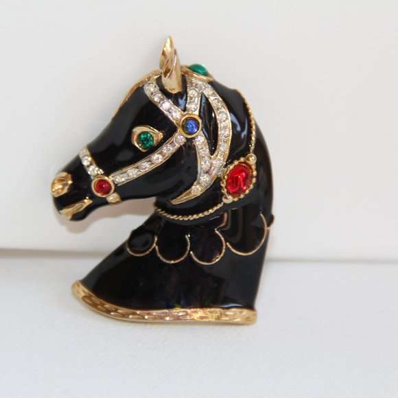 Vintage Gem-Craft Gemstone Horse Head Brooch - Picture 3 of 13